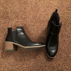 Black leather booties